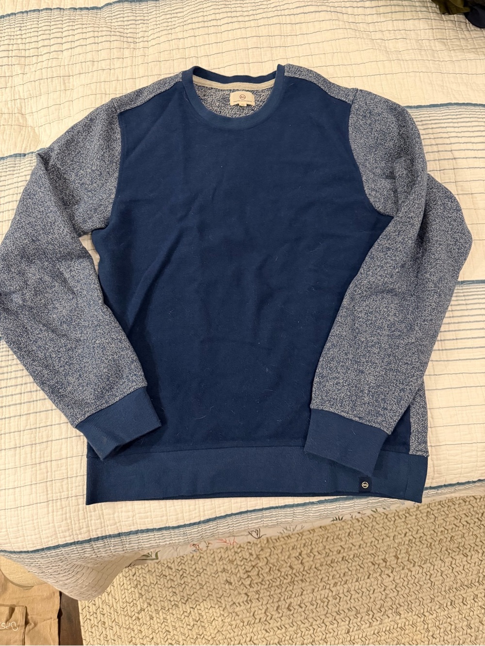 AG Men's Two-Tone Navy Crewneck Sweater